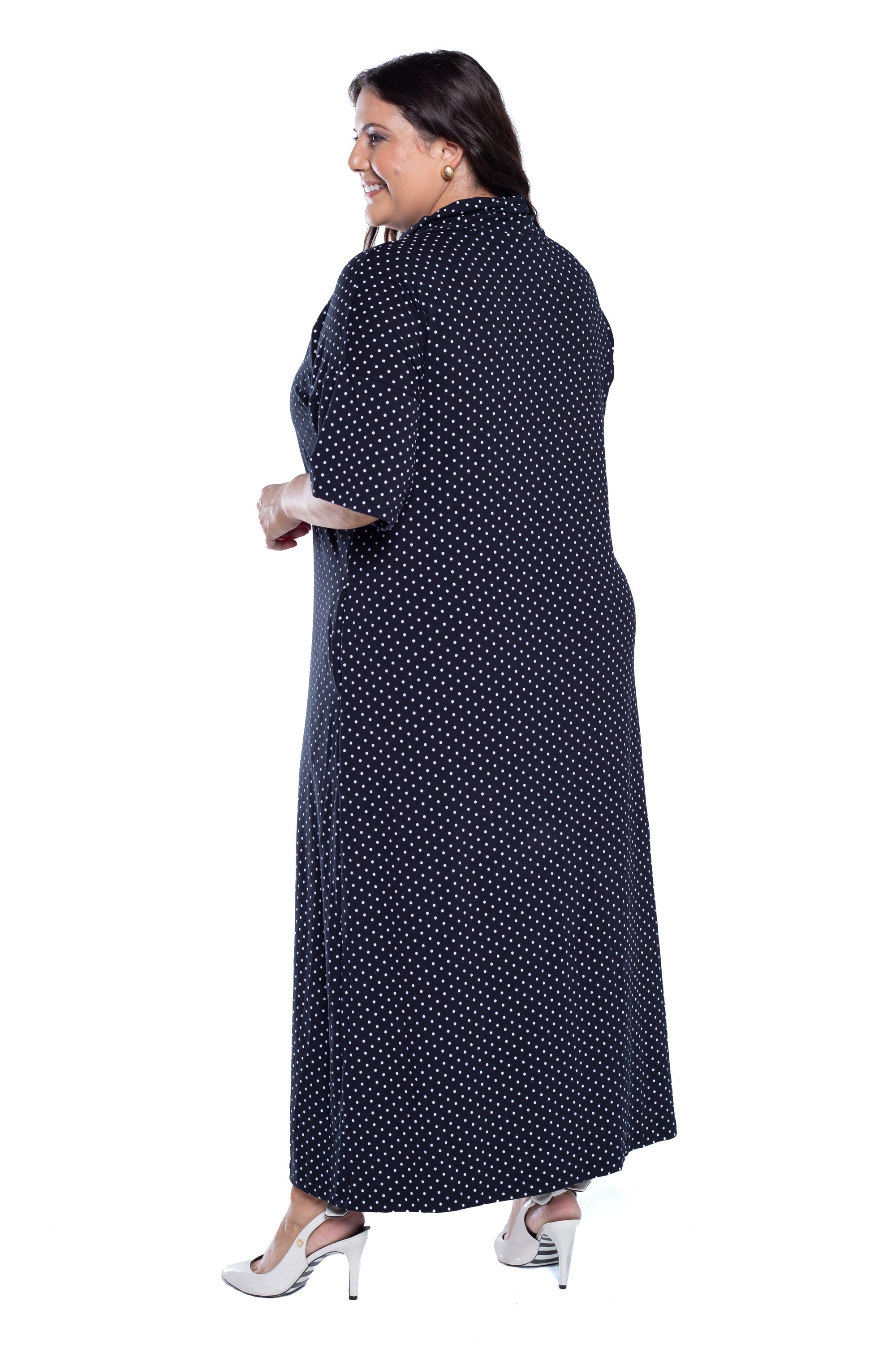 Vestido Túnica Gola Boba Manga Oversized em Viscolycra Napoli