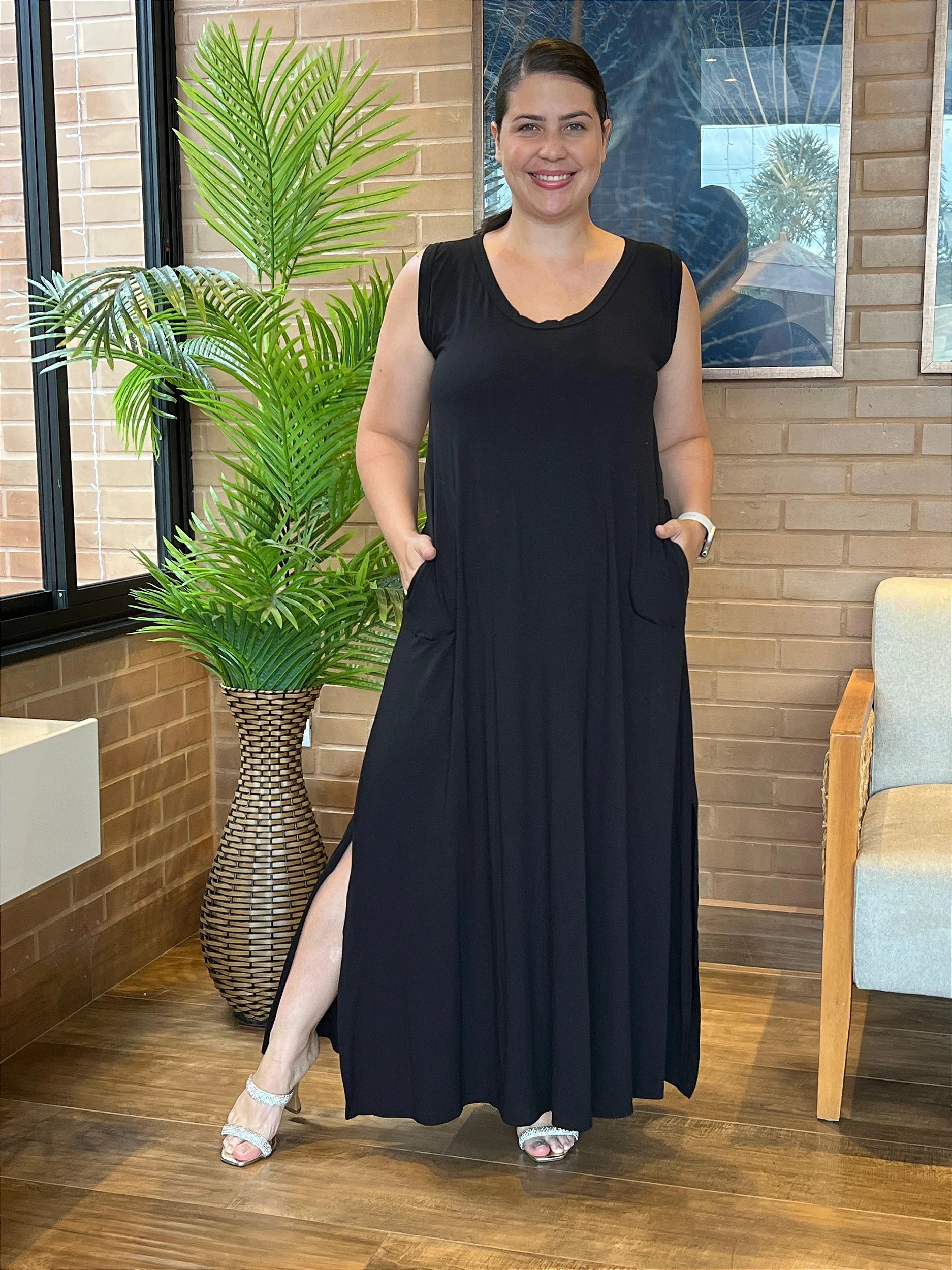 Vestido Longo Layla Black Plus Size