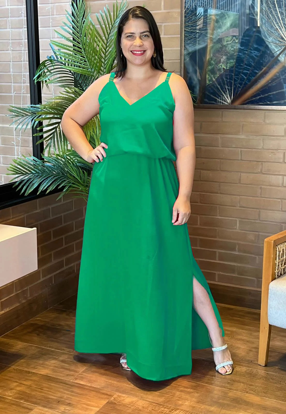 Vestido Longo Melissa Verde Plus Size