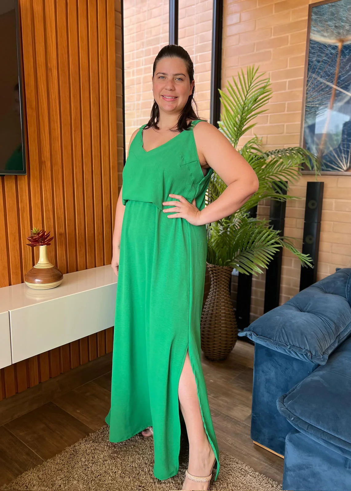 Vestido Longo Melissa Verde Plus Size