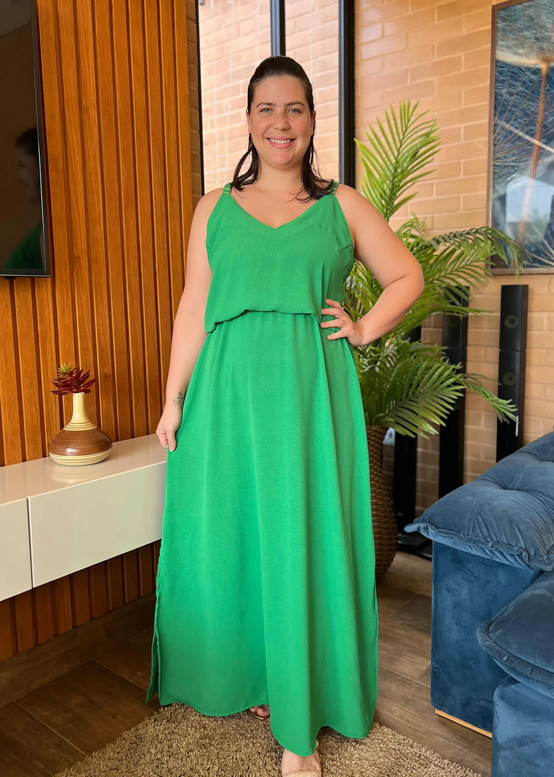 Vestido Longo Melissa Verde Plus Size