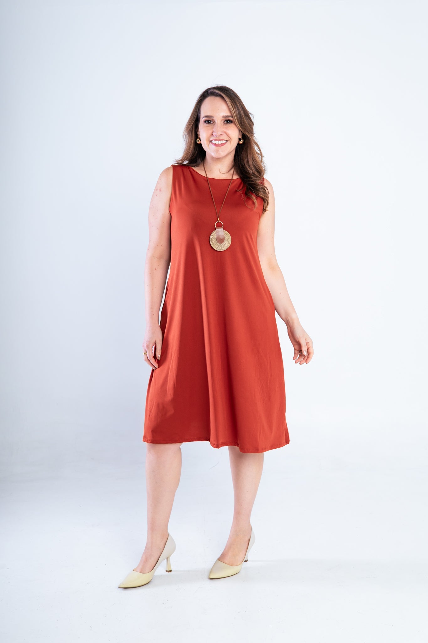 Vestido Malha Fria Regata Midi Sofia