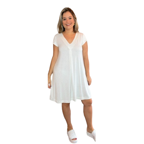 Vestido Laura - Evasê Decote V em Viscolycra